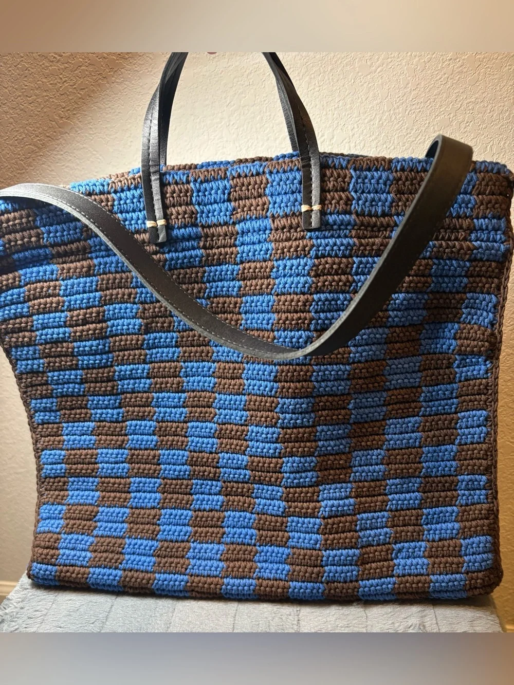 NEW Clare V Summer Simple Tote in Blue and Chocolate - Picture 1 of 9